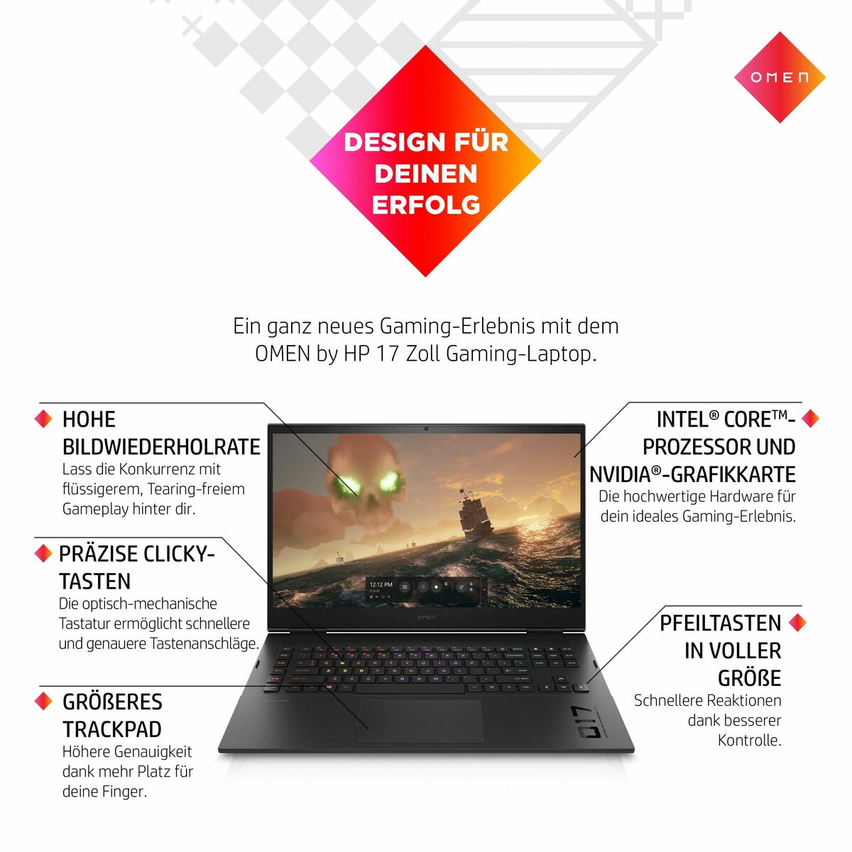 Bild 3 von HP Omen 17-cm2076ng Gaming-Notebook (43,9 cm/17,3 Zoll, Intel Core i7 13700HX, GeForce RTX 4070, 1000 GB SSD)