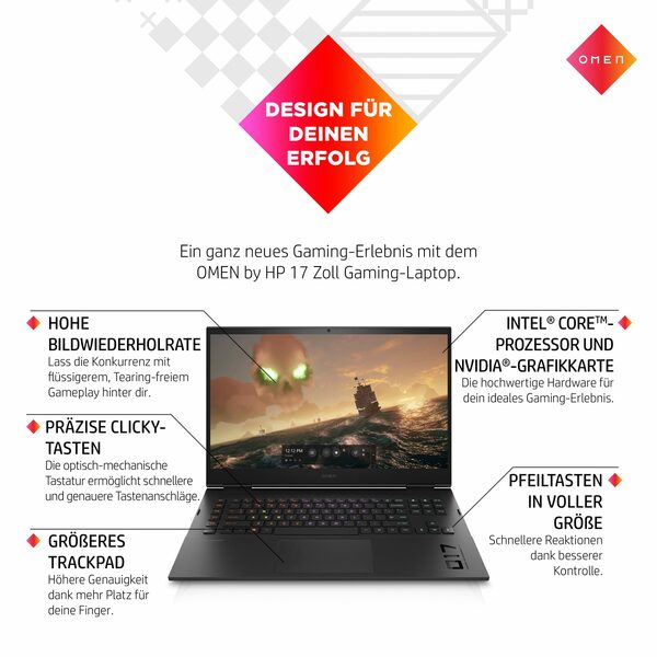 Bild 3 von HP Omen 17-cm2076ng Gaming-Notebook (43,9 cm/17,3 Zoll, Intel Core i7 13700HX, GeForce RTX 4070, 1000 GB SSD)