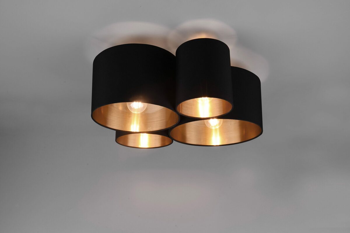 Bild 2 von my home Deckenleuchte Josie, ohne Leuchtmittel, Deckenlampe 4-flammig, Schirm schwarz innen goldfarbig