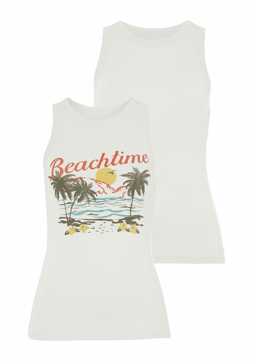 Bild 1 von Beachtime Tanktop (Packung, 2-tlg) mit tropischem Druck