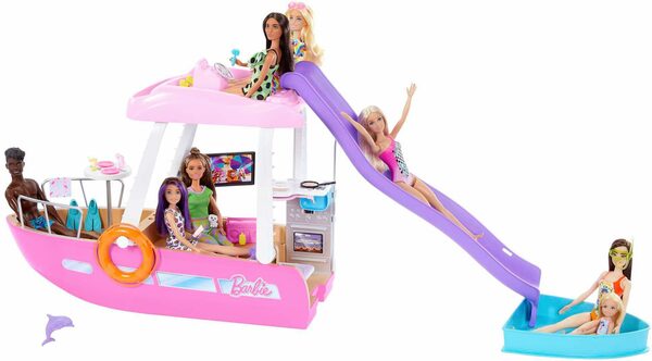 Bild 1 von Barbie Puppen Fahrzeug Barbie Traumboot mit Pool und Rutsche inkl. Barbie Zubehör