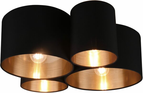 Bild 3 von my home Deckenleuchte Josie, ohne Leuchtmittel, Deckenlampe 4-flammig, Schirm schwarz innen goldfarbig