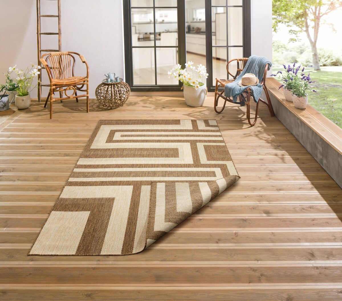 Bild 1 von Teppich Cannes, Bruno Banani, rechteckig, Höhe: 3 mm, Wendeteppich, Wetterfest & UV-beständig, besonders flach