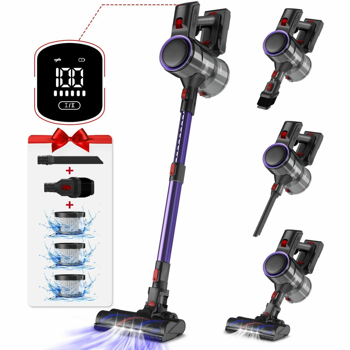 Bild 1 von Daynee Akku-Hand-und Stielstaubsauger Akku Staubsauger,Handstaubsauger Akku,Kabellos,Akkusauger, beutellos, Beutellos,Auto Staubsauger, Handsauger,27000Pa bis zu 50 Min Laufzeit