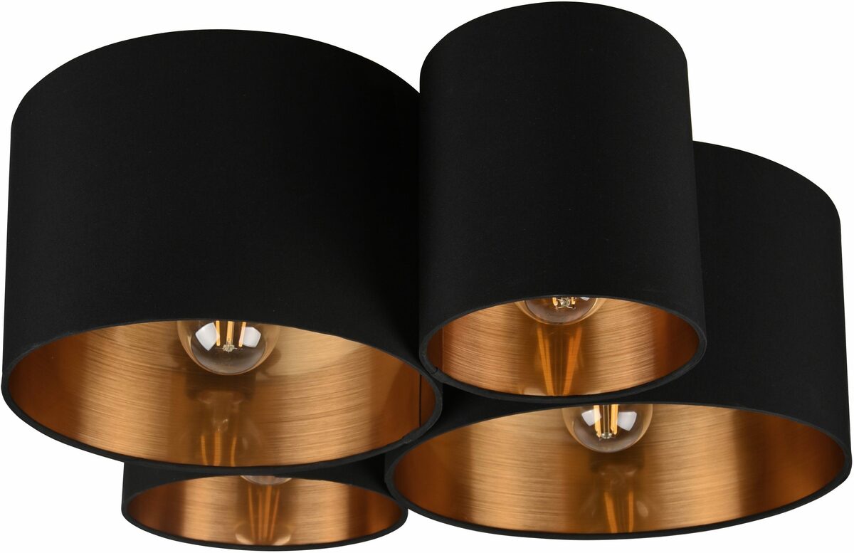 Bild 1 von my home Deckenleuchte Josie, ohne Leuchtmittel, Deckenlampe 4-flammig, Schirm schwarz innen goldfarbig