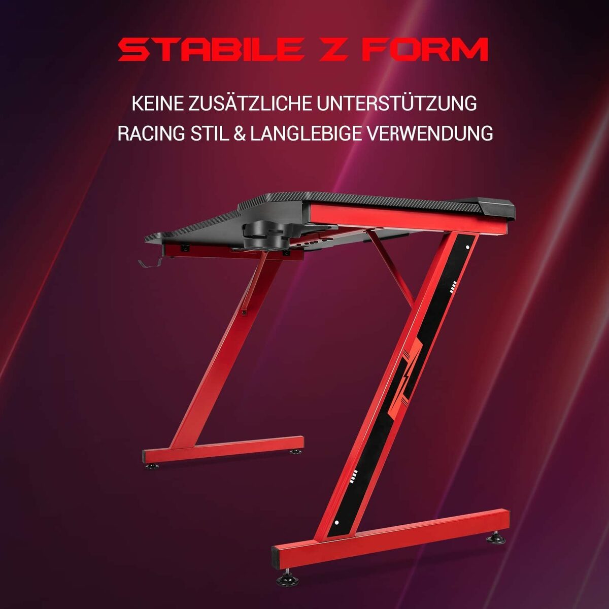 Bild 2 von HOMALL Gamingtisch Gaming Tisch 110 x 60 cm, Z-Frame Gaming Schreibtisch