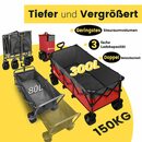 Bild 3 von Sekey Bollerwagen Extralanger Handwagen Gartenwagen Transportkarre bis zu 150KG, Breite Reifen, Ultrakompakte Faltgröße 54*34*24cm, mit Bremsen