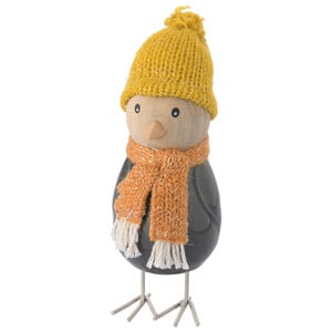 Deko-Figur Vogel mit Strickmütze