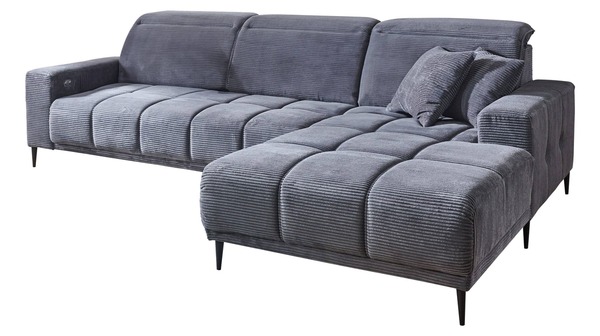 Bild 1 von Ecksofa grau Cordbezug 286 x 195 cm - MARISOL