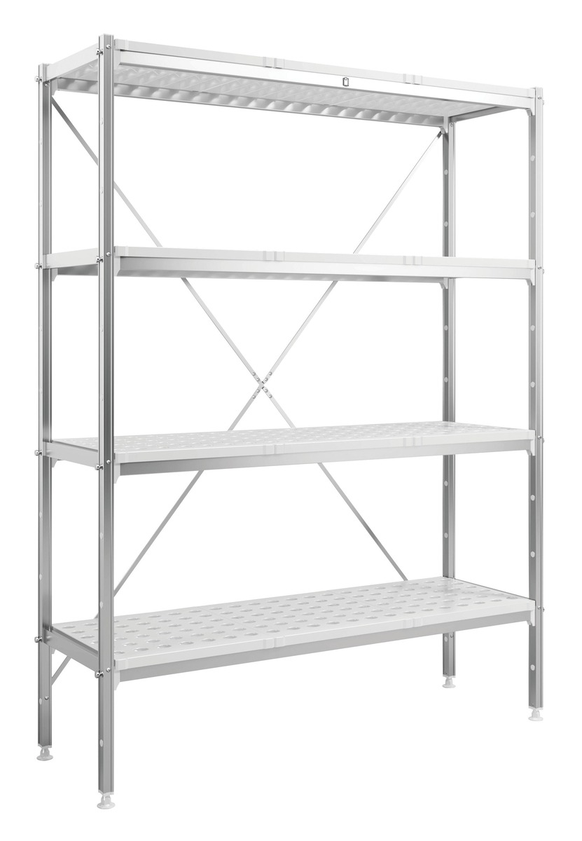 Bild 1 von METRO Professional Regalsystem GAR1120, Aluminium / Polypropylen, 128 x 41,5 x 168,5 cm, lebensmittelecht, silber / grau
