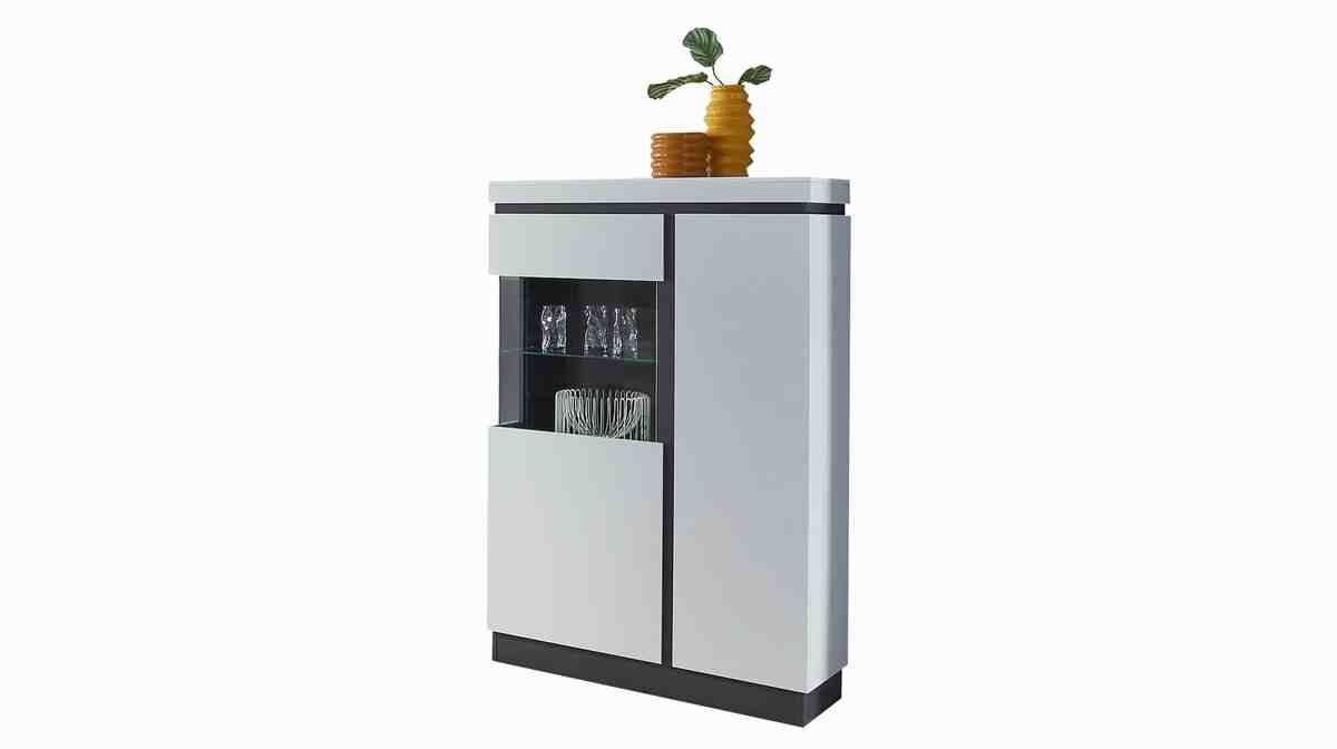 Bild 1 von Vitrine mit Glaseinsatz - alpinweiß anthrazit - 164 cm - CAMPANIA