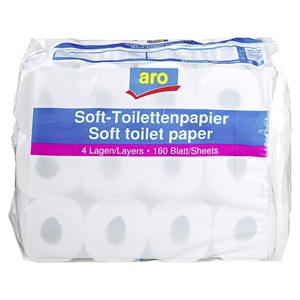 aro Toilettenpapier Weiß 4 lagig 160 Blatt - 24 Rollen