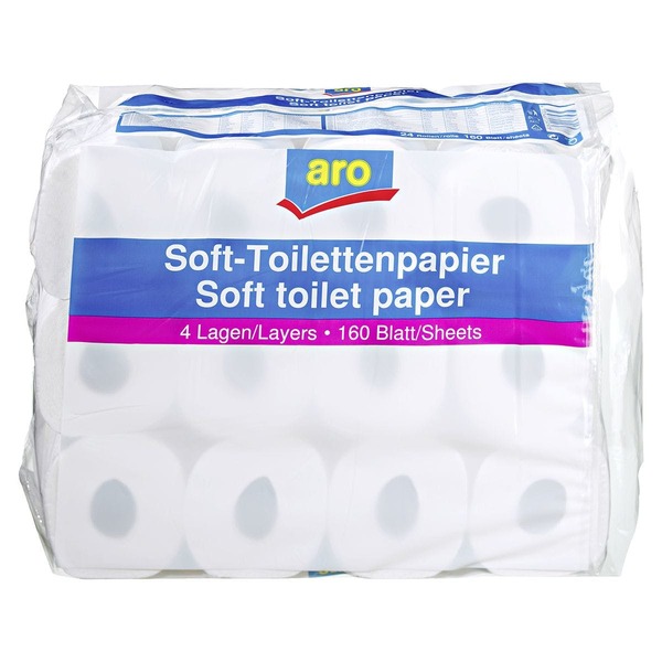 Bild 1 von aro Toilettenpapier Weiß 4 lagig 160 Blatt - 24 Rollen