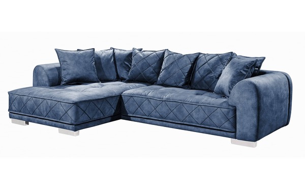 Bild 1 von Ecksofa blau 319 x 194 cm mit Kissen - SENTINA