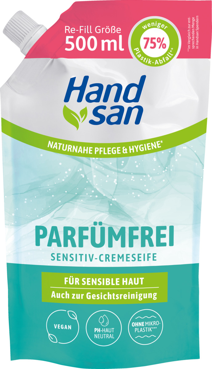 Bild 1 von Handsan Sensitiv-Cremeseife parfümfrei Nachfüllbeutel