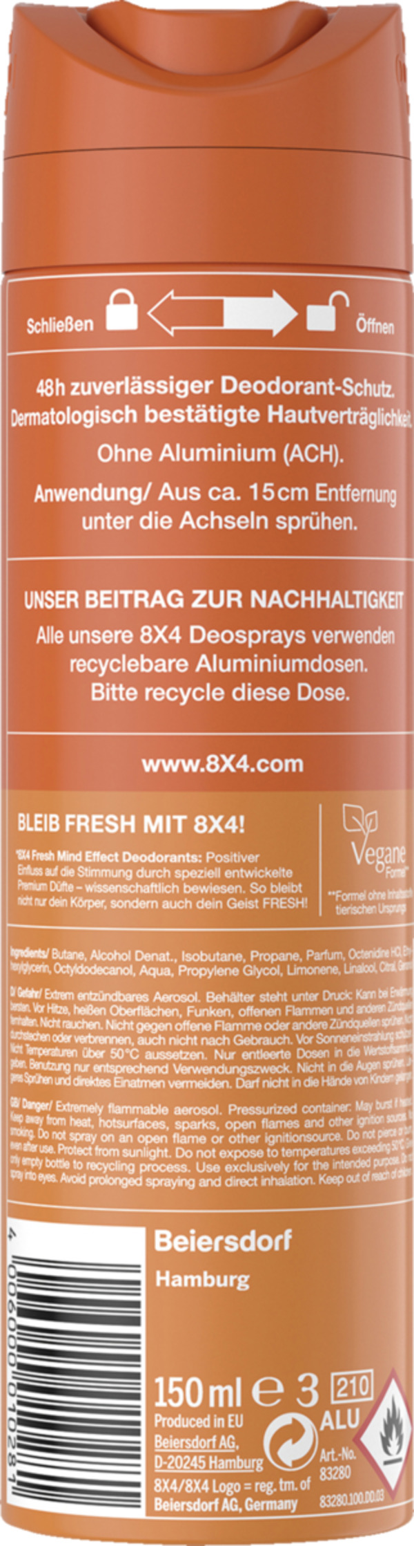 Bild 2 von 8x4 MEN Deodorant Spray Dynamic Energy