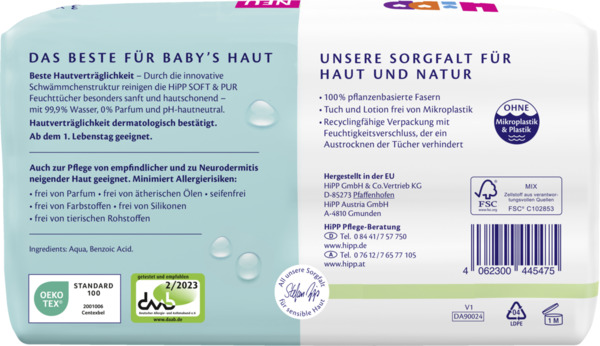 Bild 3 von HiPP Babysanft Feuchttücher Soft and Pur