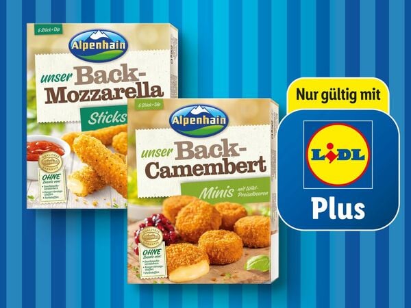 Alpenhain Back-Camembert Minis/-Mozzarella Sticks von Lidl ansehen!