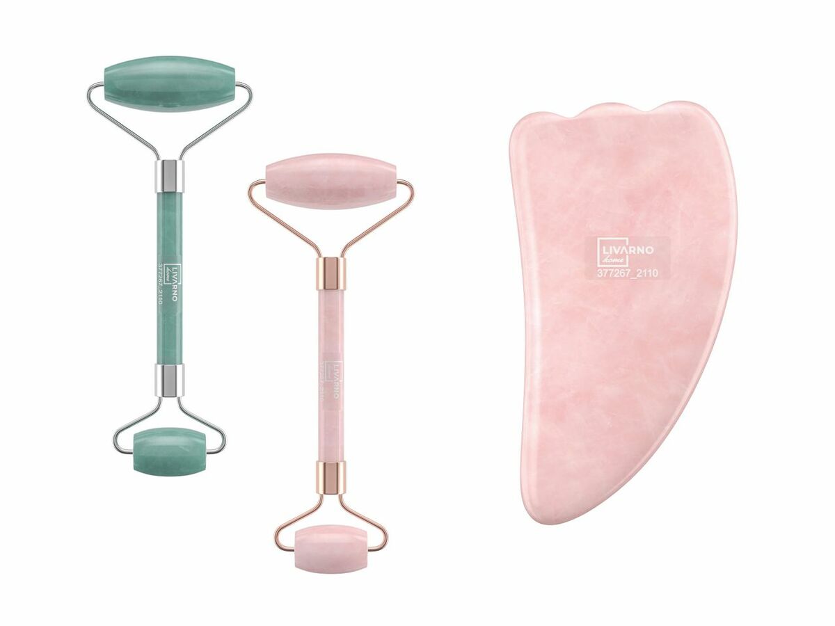 Bild 1 von LIVARNO home Quarz-/Rosenquarz-Gesichtsroller/-Massagestein