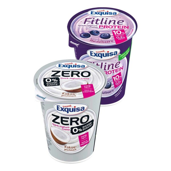 Bild 1 von EXQUISA  ZERO QUARK  oder PROTEIN QUARK versch. Sorten,  je 400-g-Becher