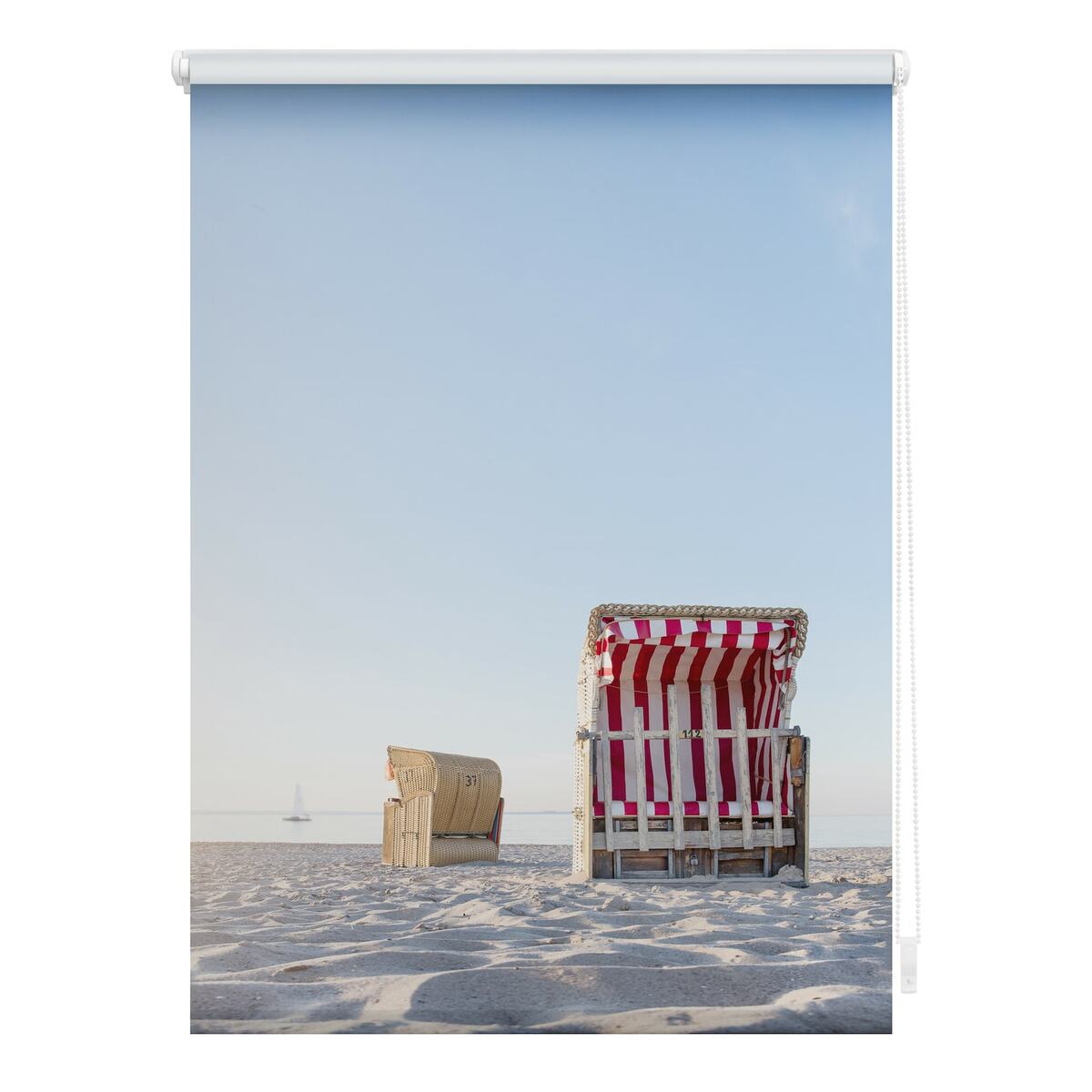 Bild 1 von Lichtblick Rollo Klemmfix, ohne Bohren, Verdunkelung, Strandkorb - Blau Beige