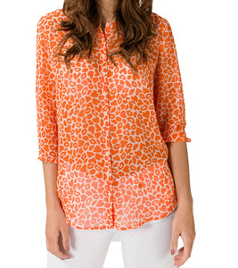 French Connection Etta Kiss Crêpe-Bluse leichtes Damen Shirt mit Alloverprint Orange