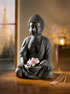 HomeLiving Buddha "Innere Ruhe", zeitlos, antike Steinoptik, harmonische Farbkombination