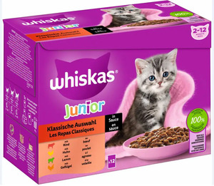 Whiskas Mulitpack Junior klassische Auswahl in Sauce Katzenfutter 12 x 85 g