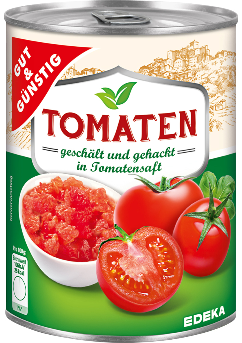 Bild 1 von Gut & Günstig Tomaten geschält und gehackt mit Tomatensaft 400G