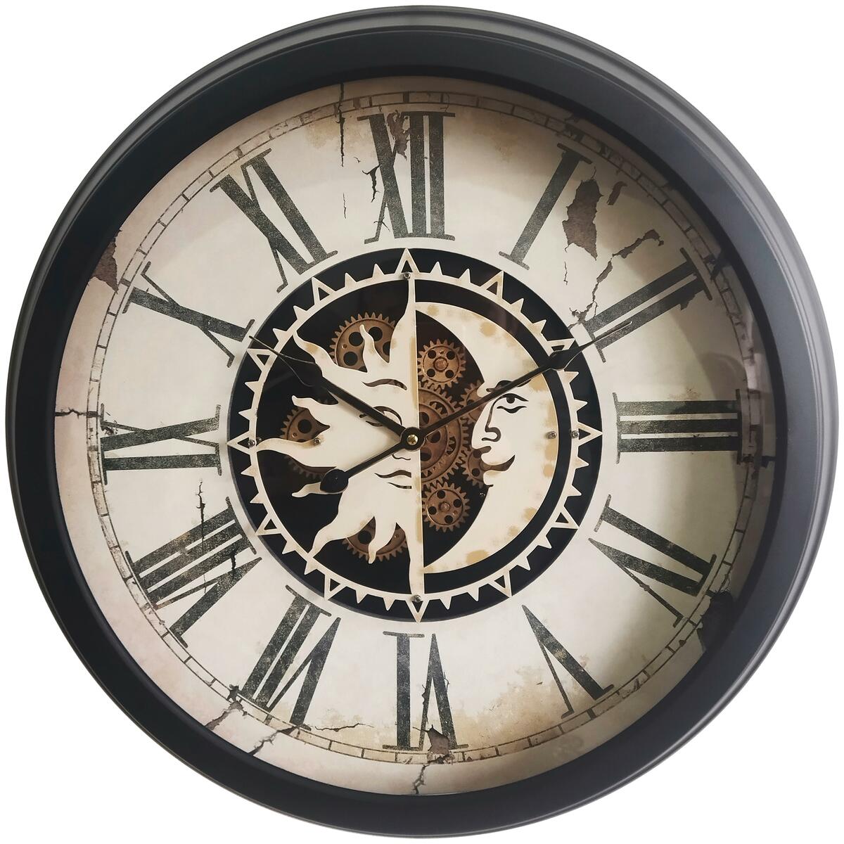 Bild 1 von Wanduhr Sonne Mond in Schwarz/Kupferfarben