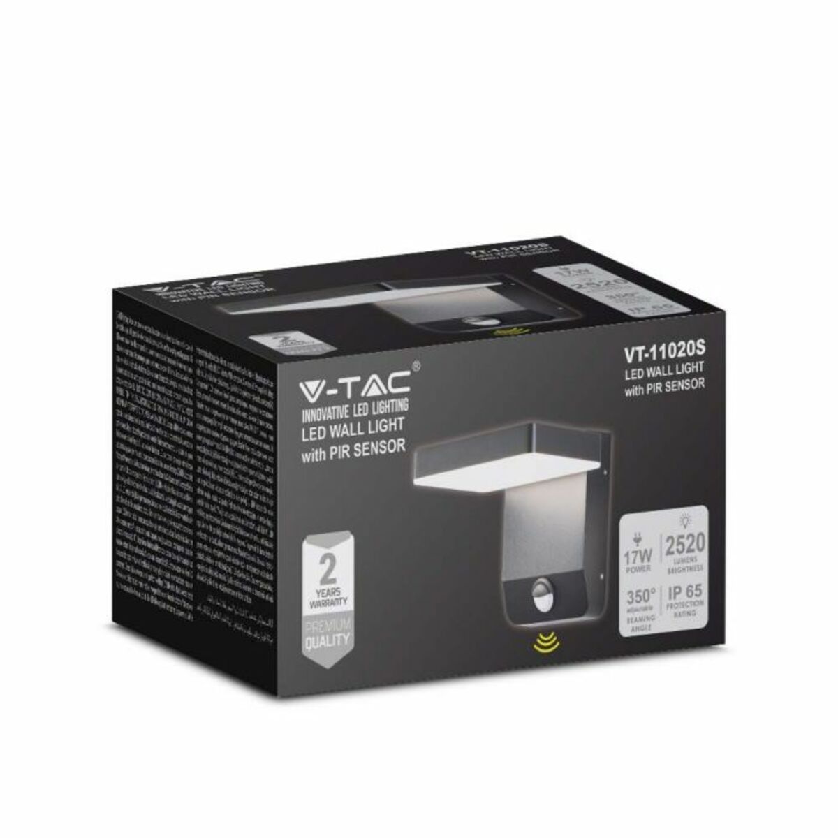 Bild 3 von V-TAC 17W LED Wandlicht mit Sensor Schwarz Quadrat 4000K IP65