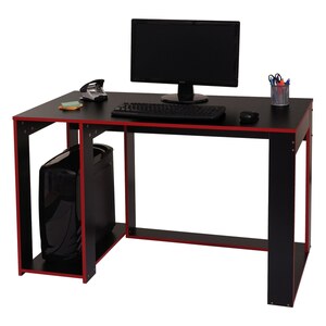 Schreibtisch MCW-J26, Computertisch Bürotisch, 120x60x76cm ~ schwarz-rot