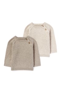 C&A Multipack 2er-Baby-Pullover, Beige, Größe: 56