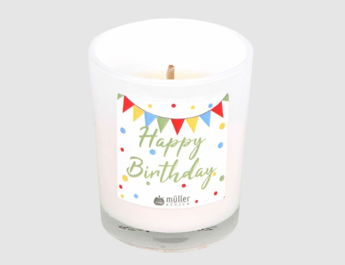 Bild 1 von Kerzenglas Happy Birthday Bunt