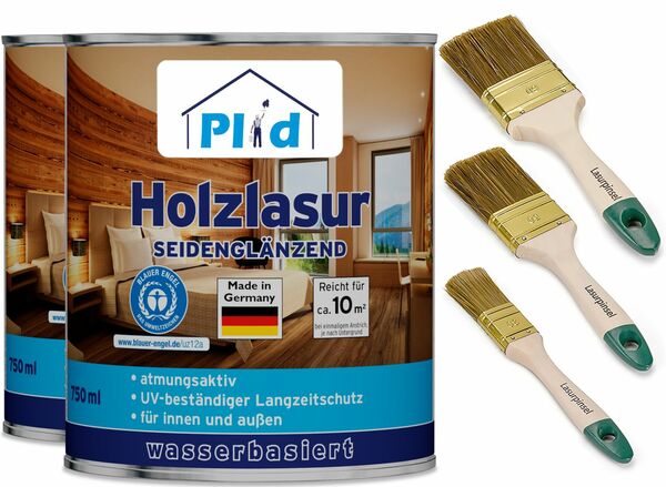 Bild 1 von Premium Holzlasur Holzschutzlasur Holzschutz Lasurpinsel Kiefer