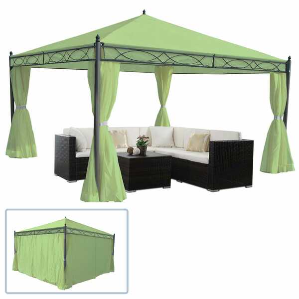 Bild 1 von Pergola Calpe, Garten Pavillon, stabiles 7cm-Gestell mit Seitenwand ~ grün 4x4m