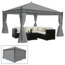 Bild 1 von Pergola Calpe, Garten Pavillon, stabiles 7cm-Gestell mit Seitenwand ~ hellgrau 4x4m