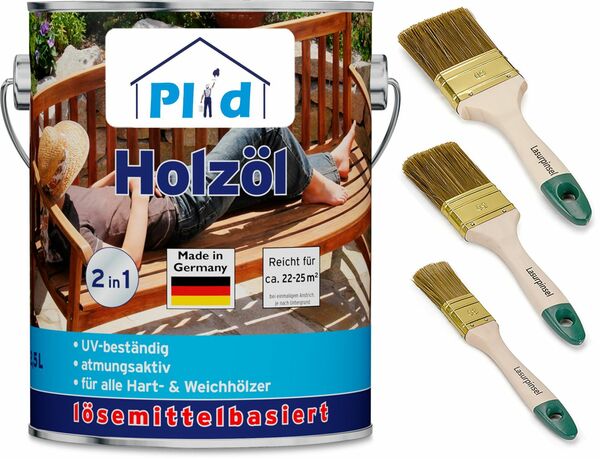 Bild 1 von Premium Holzöl Pflegeöl Holzschutz Imprägnieröl Pinsel Douglasie