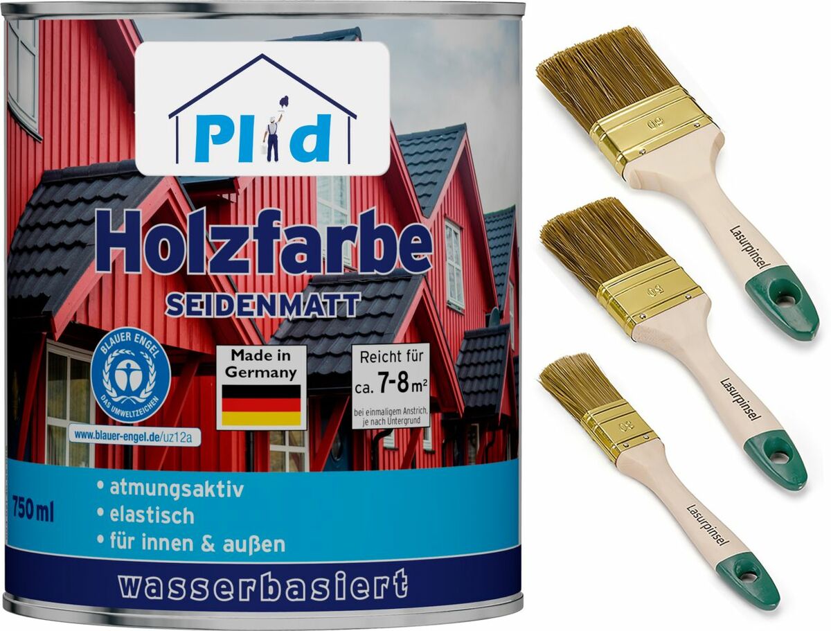 Bild 1 von Premium Holzfarbe Holzlack Farbe für Holz Pinsel Schwedenrot