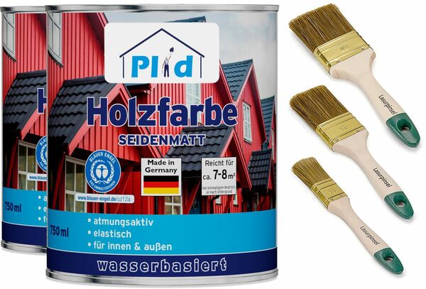 Bild 1 von Premium Holzfarbe Holzlack Farbe für Holz Pinsel Schwedenrot