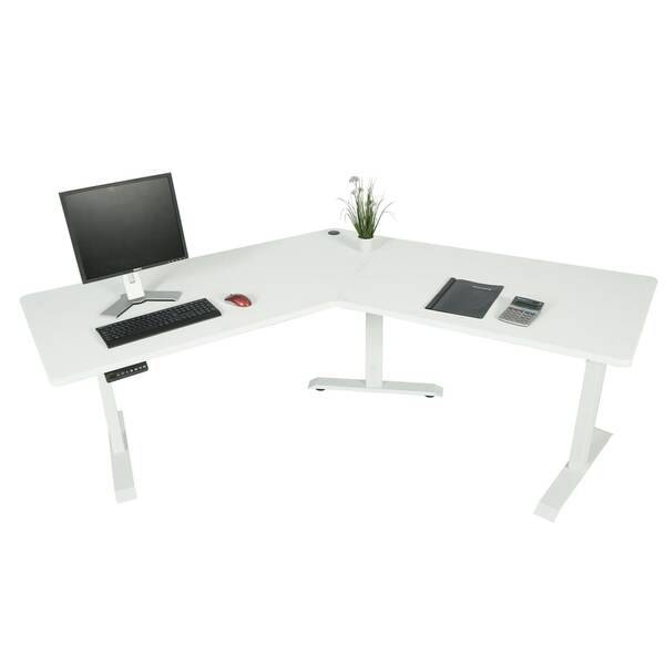 Bild 1 von Schreibtisch MCW-D40, Computertisch, 120° elektrisch höhenverstellbar ~ weiß, weiß