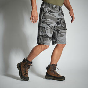 Jagdshorts Cargo 500 Camouflage Woodland schwarz