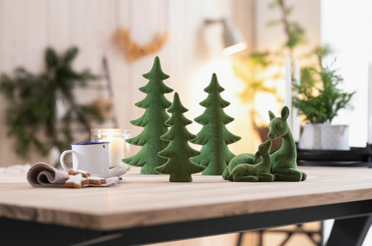 Bild 1 von HomeLiving Tannenset, 3/S, Wohnaccessoires, Terracotta, grün, Dekotannen, Weihnachtsdeko