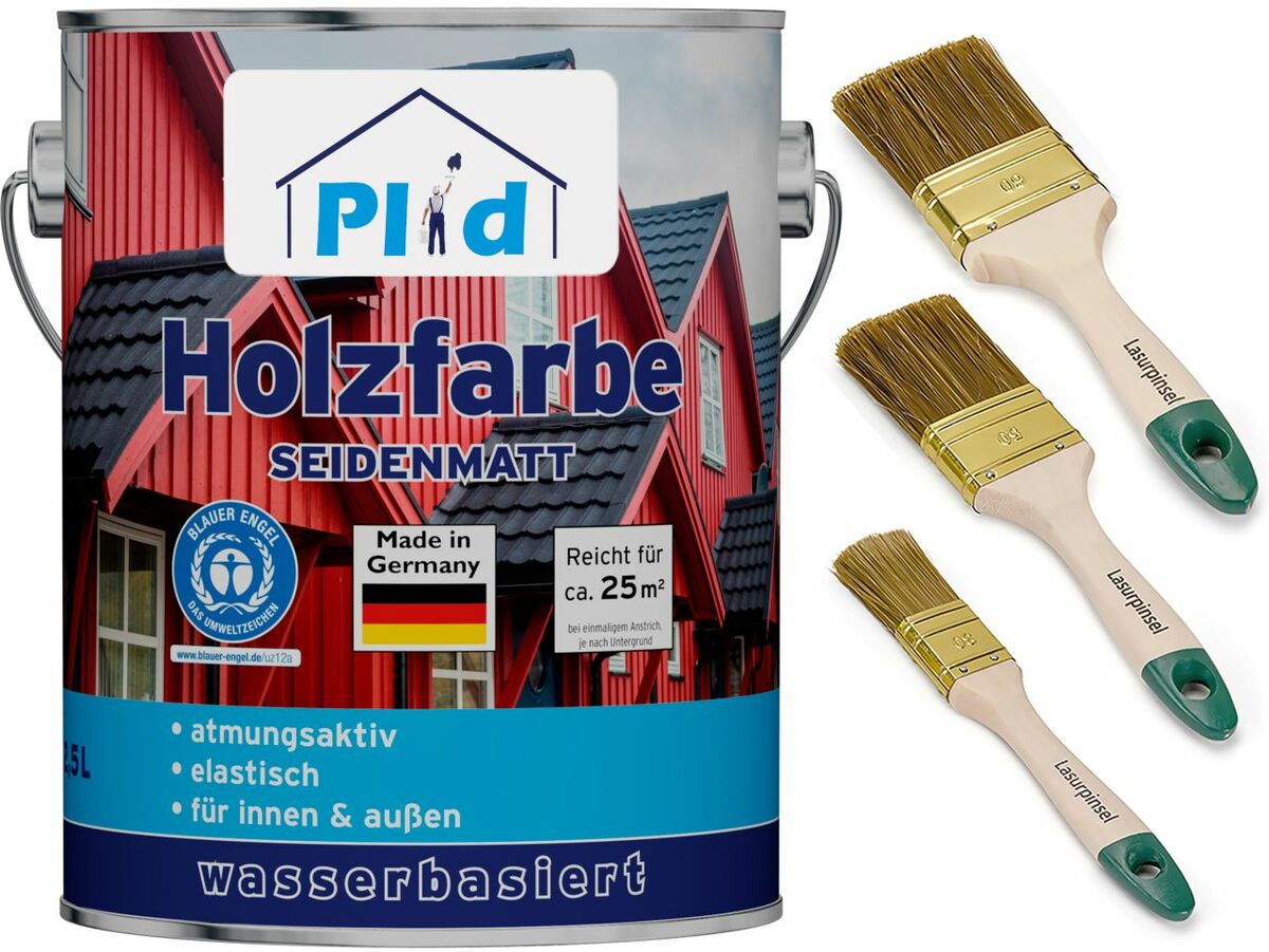Bild 1 von Premium Holzfarbe Holzlack Farbe für Holz Pinsel Silbergrau