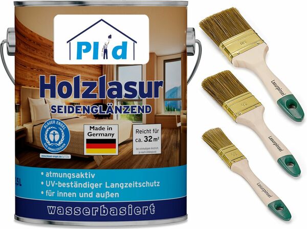 Bild 1 von Premium Holzlasur Holzschutzlasur Holzschutz Lasurpinsel Palisander