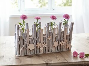 HomeLiving Vase "Holzblume"Natur Schmuck Wohnen Tisch Deko Raum,romantische Deko,Holzblumen