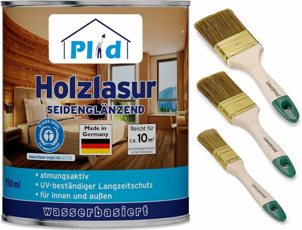 Bild 1 von Premium Holzlasur Holzschutzlasur Holzschutz Lasurpinsel Teak