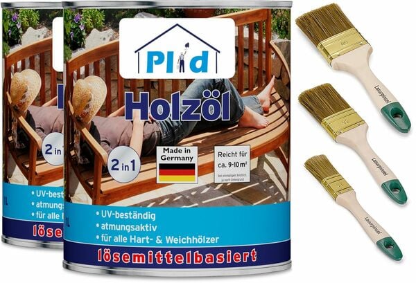 Bild 1 von Premium Holzöl Pflegeöl Holzschutz Imprägnieröl Pinsel Teak