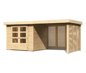 Karibu Gartenhaus mit Holzlager, 19 mm