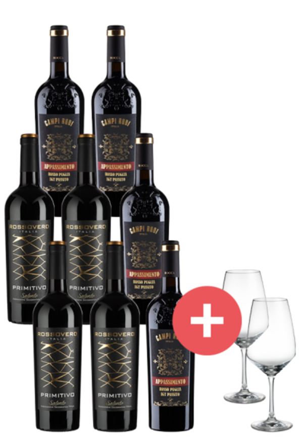Bild 1 von 8er-Paket Best of Primitivo und Appassimento inkl. 2er-Set Schott-Zwiesel Gläser - Weinpakete